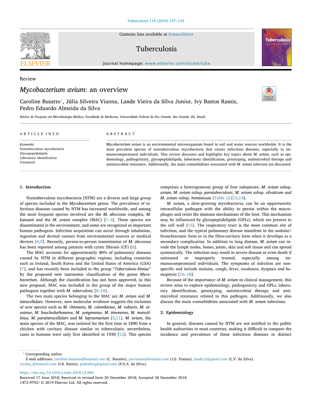 Mycobacterium Avium an Overview