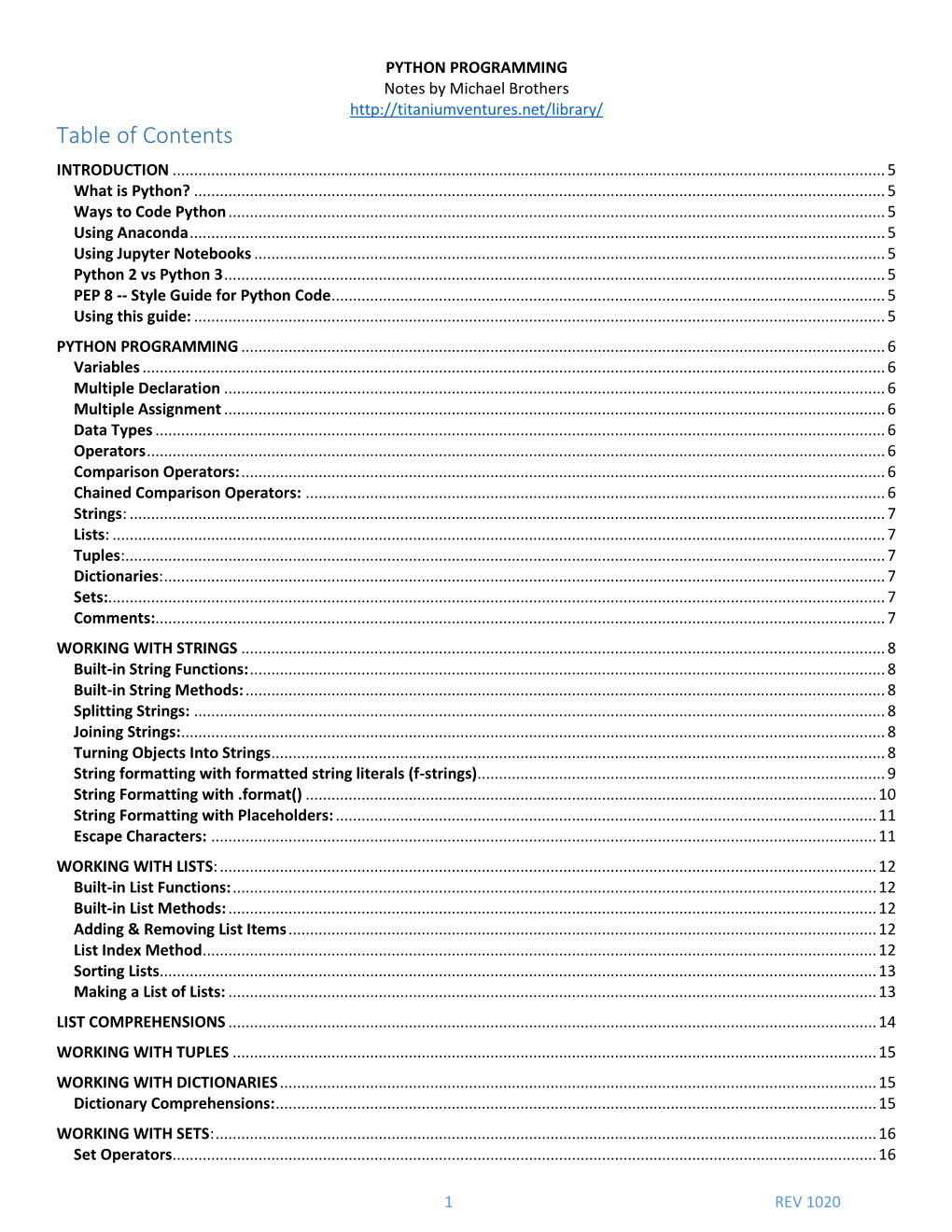 Table of Contents INTRODUCTION