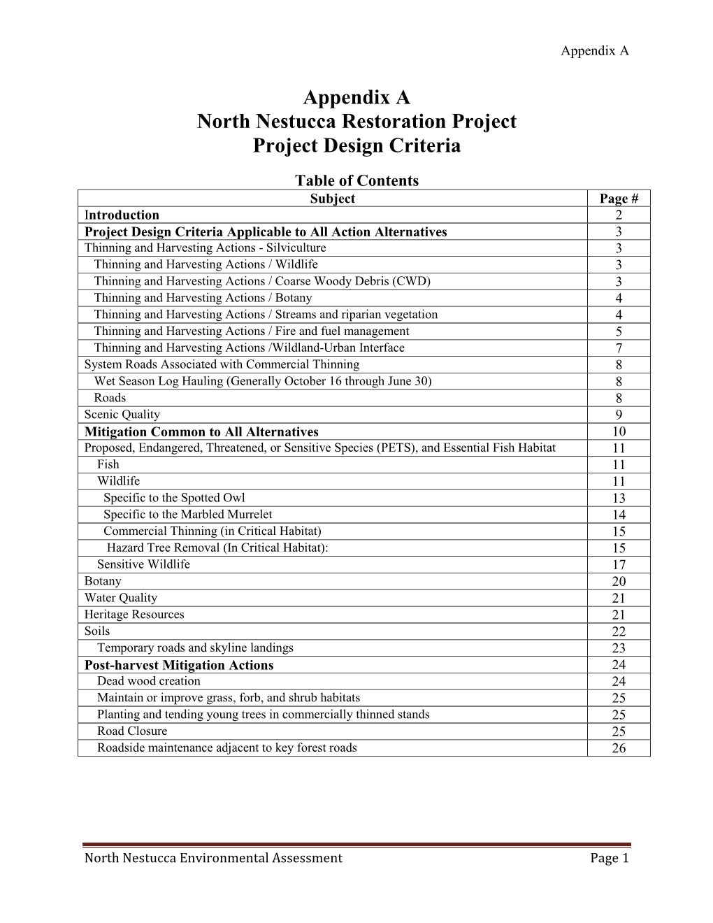 Appendix a North Nestucca Restoration Project Project Design