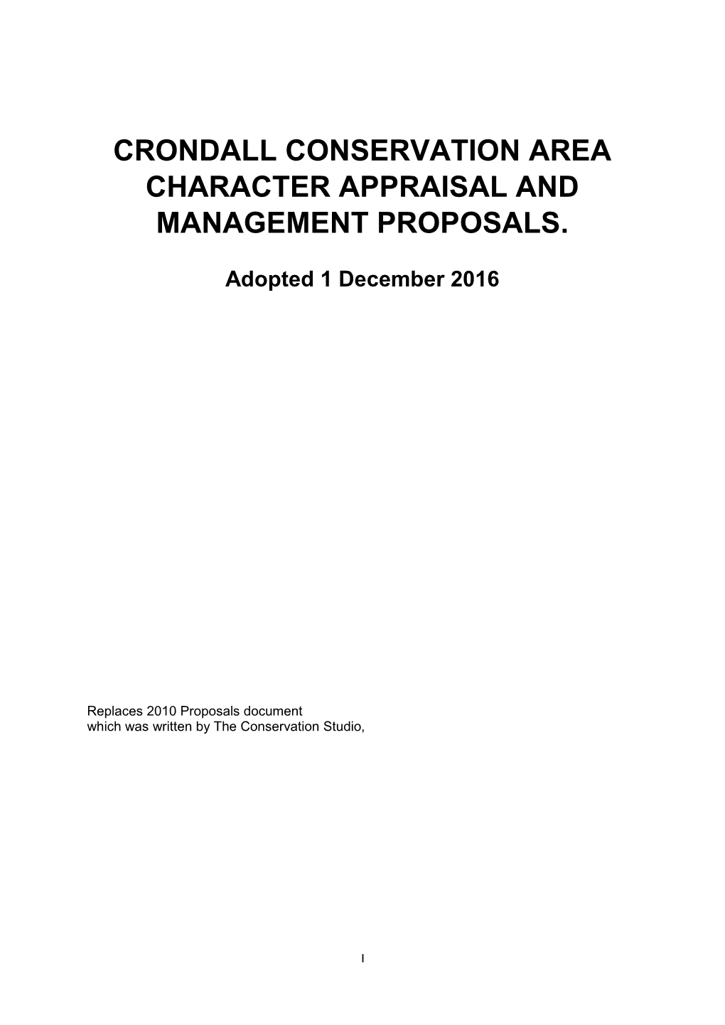 Crondall Conservation Area Character Appraisal and Management Proposals