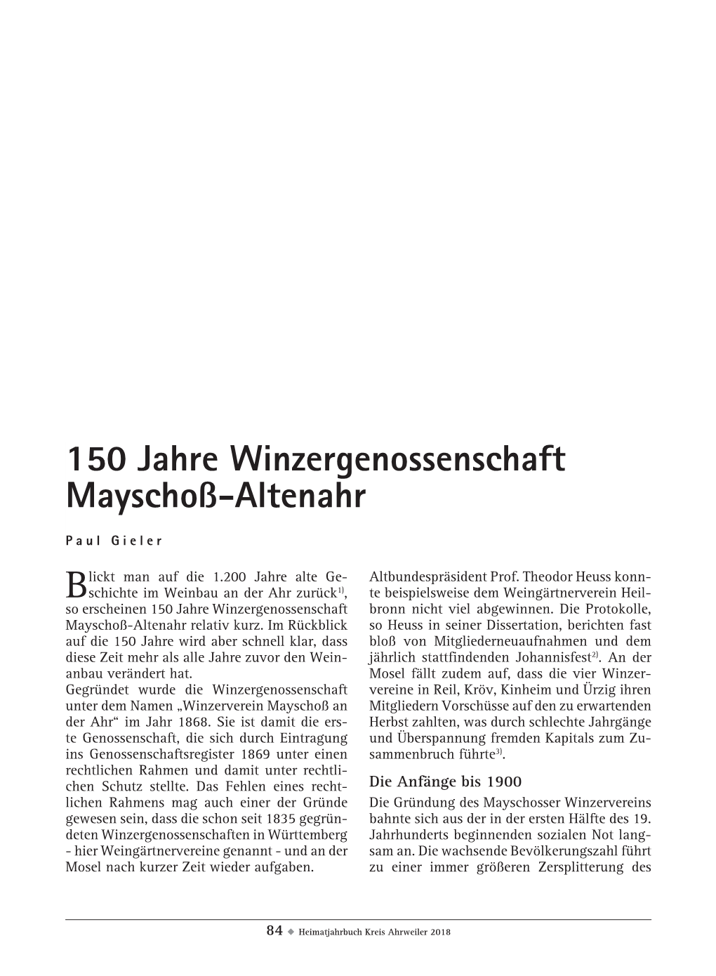 150 Jahre Winzergenossenschaft Mayschoß-Altenahr