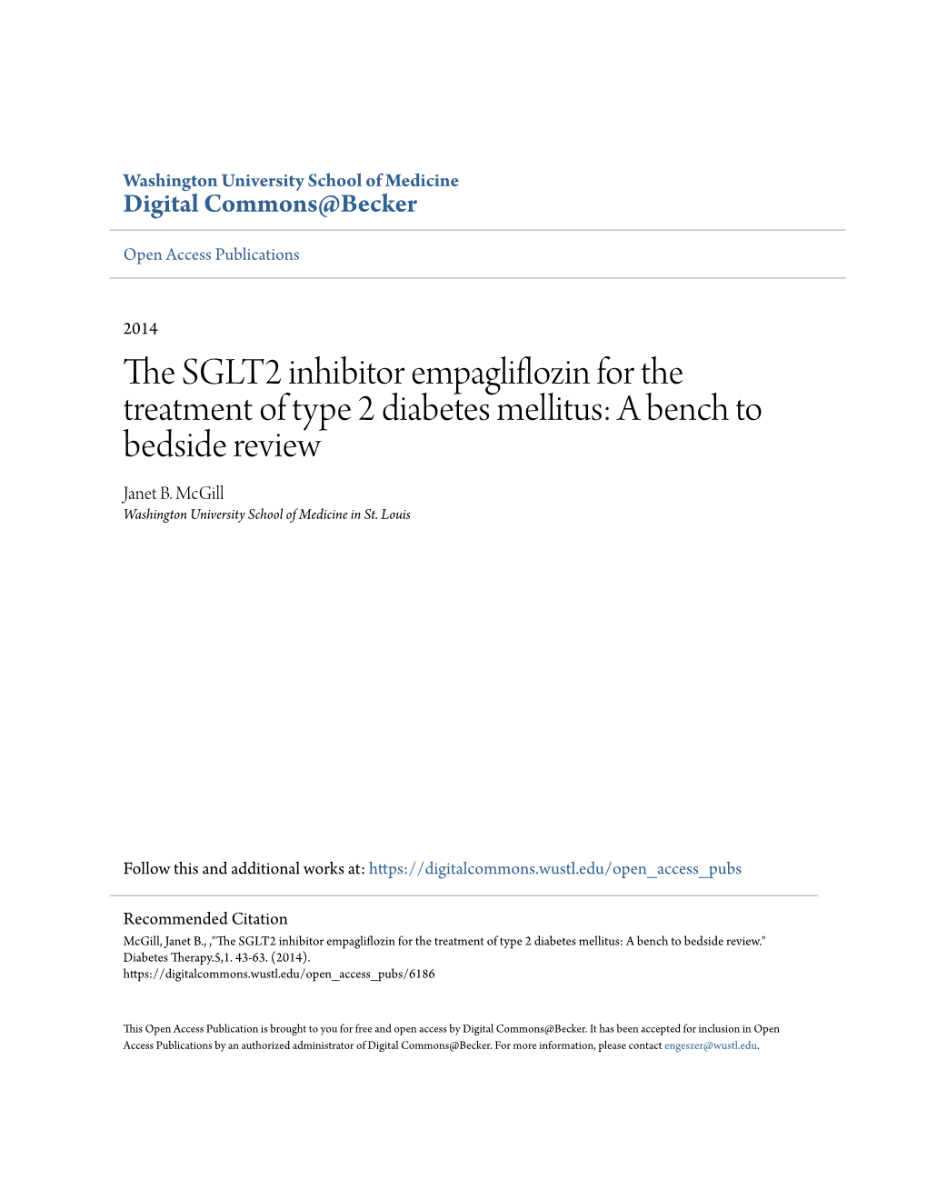 The SGLT2 Inhibitor Empagliflozin for the Treatment of Type 2 Diabetes