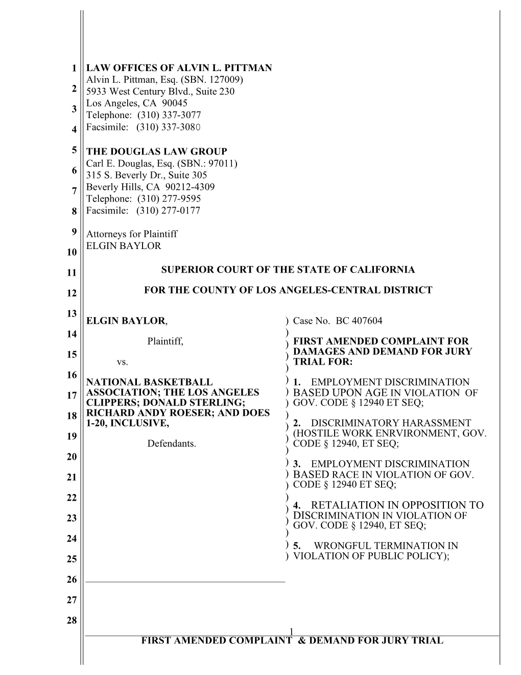 4. Retaliation in Opposition to 23 Discrimination in Violation of ) Gov