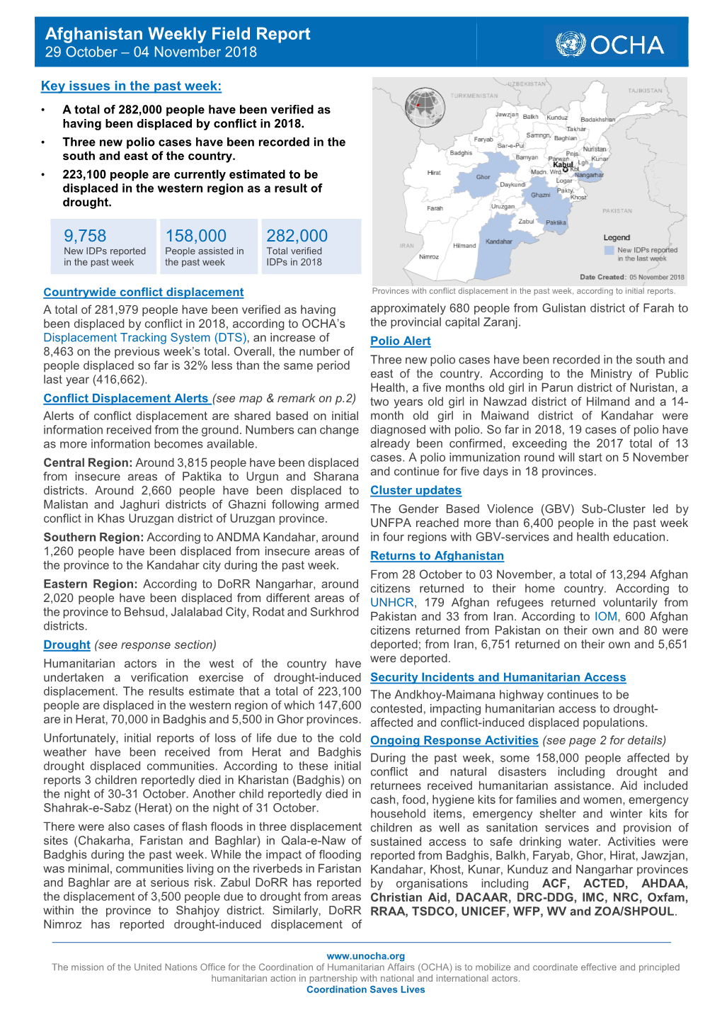 20181105 Afghanistan Weekly Field Report 29