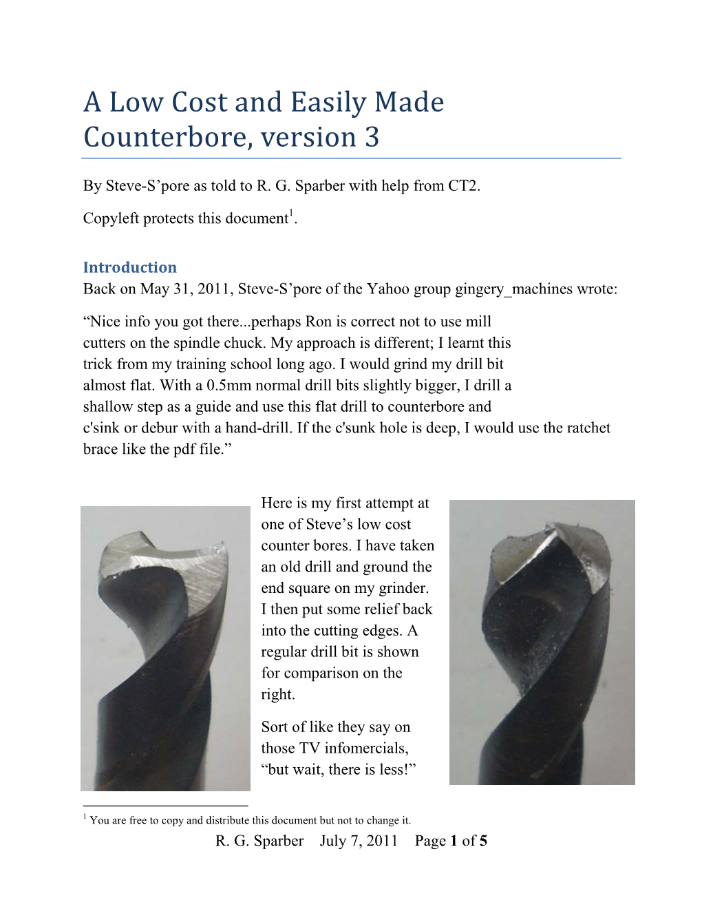 A Low Cost and Easily Made Counterbore, Version 3