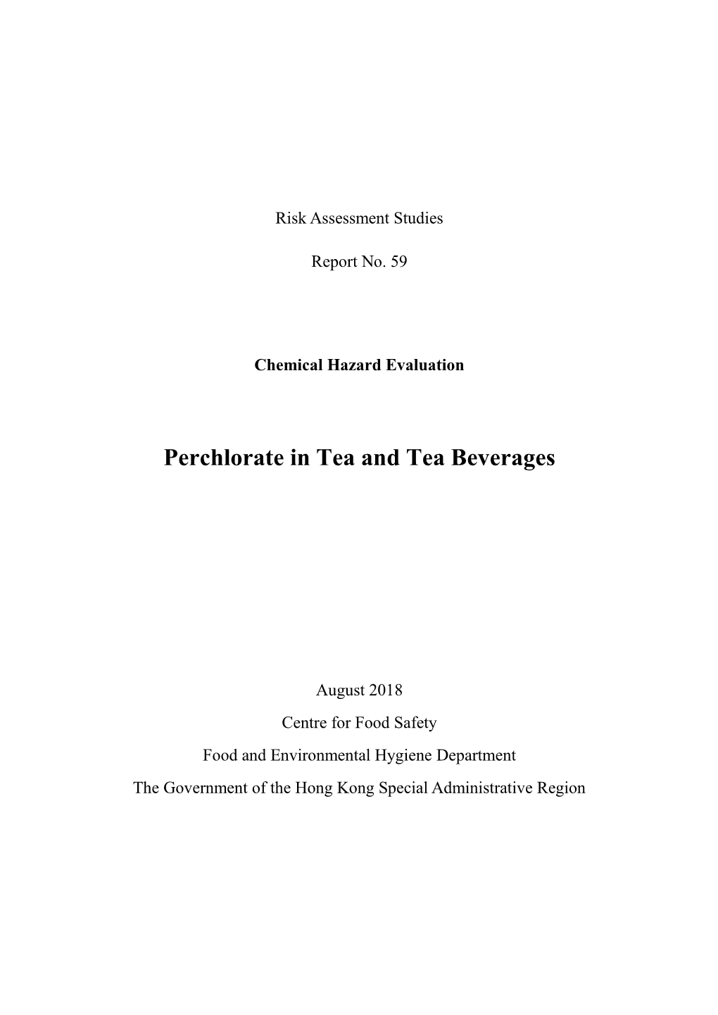 Perchlorate in Tea and Tea Beverages