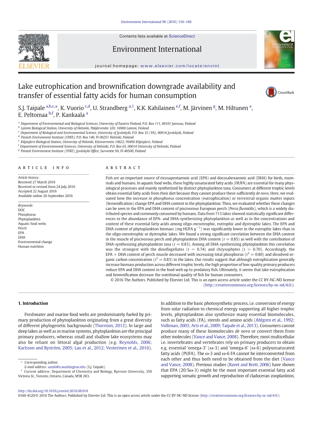 Lake Eutrophication and Brownification Downgrade