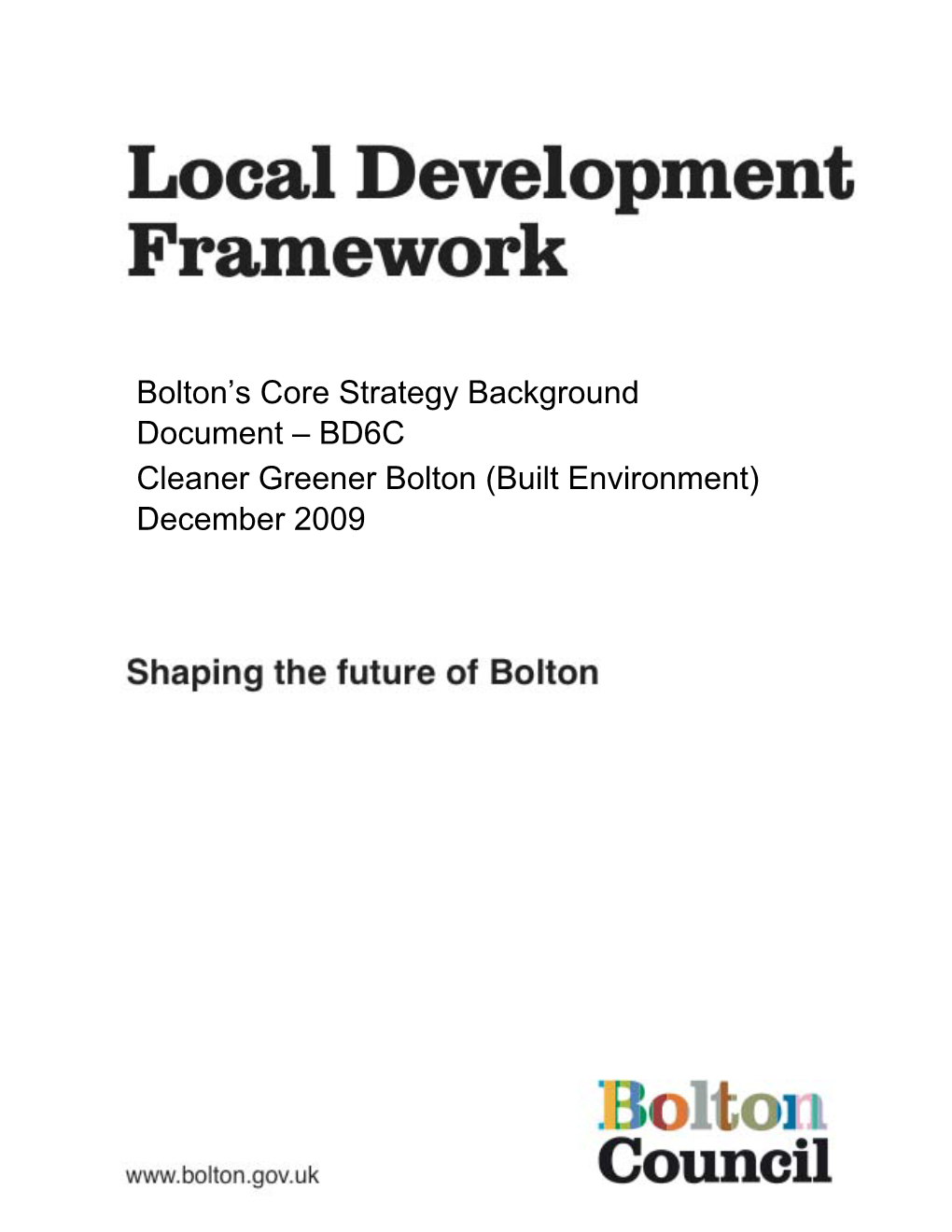 Bolton's Core Strategy Background Document – BD6C