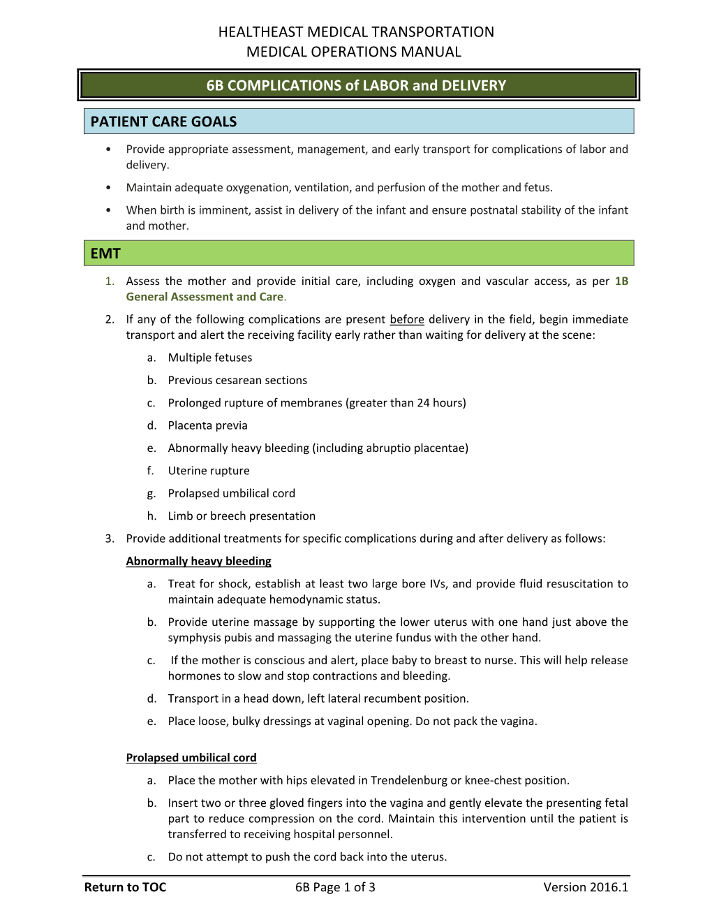 6B COMPLICATIONS of LABOR and DELIVERY