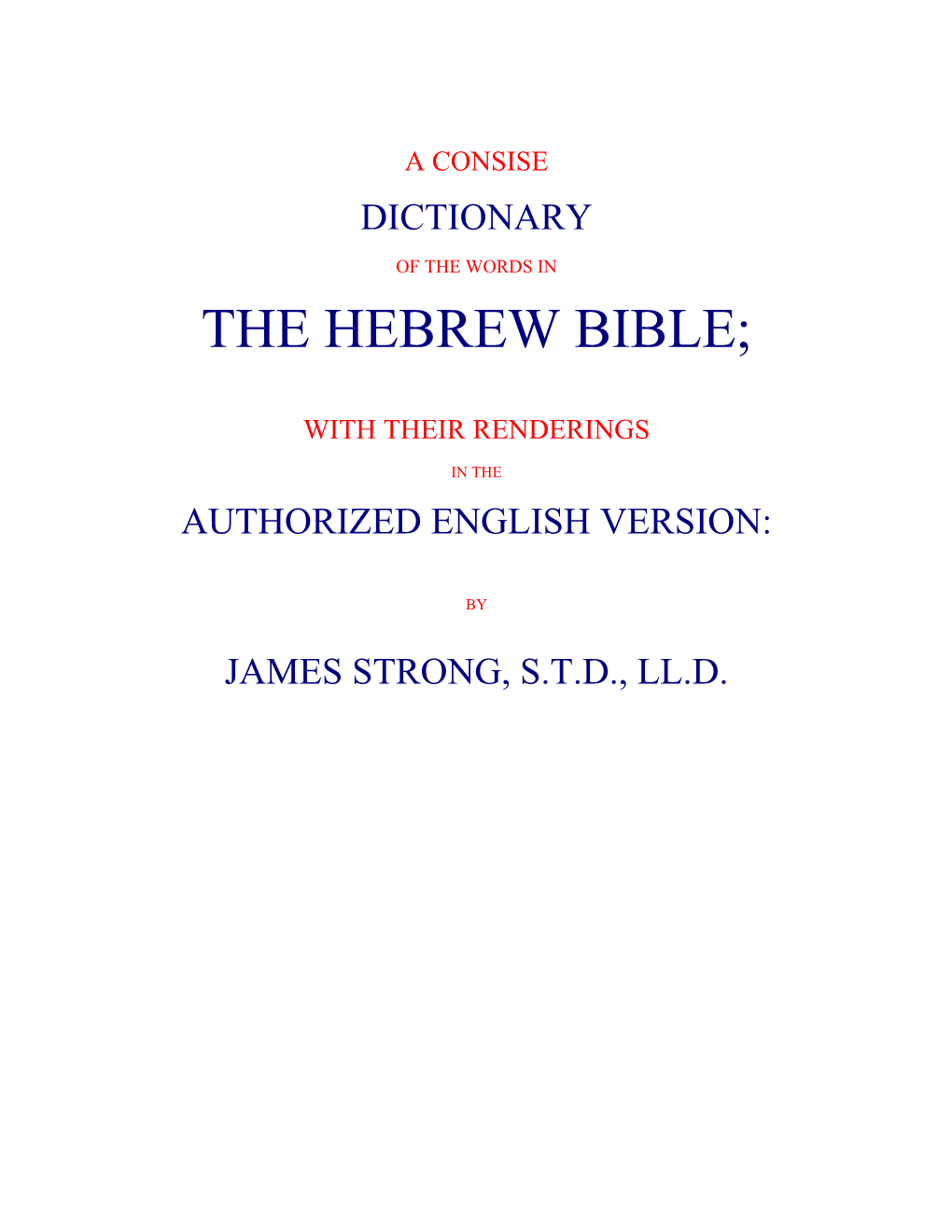 Strong's Hebrew Dictionary