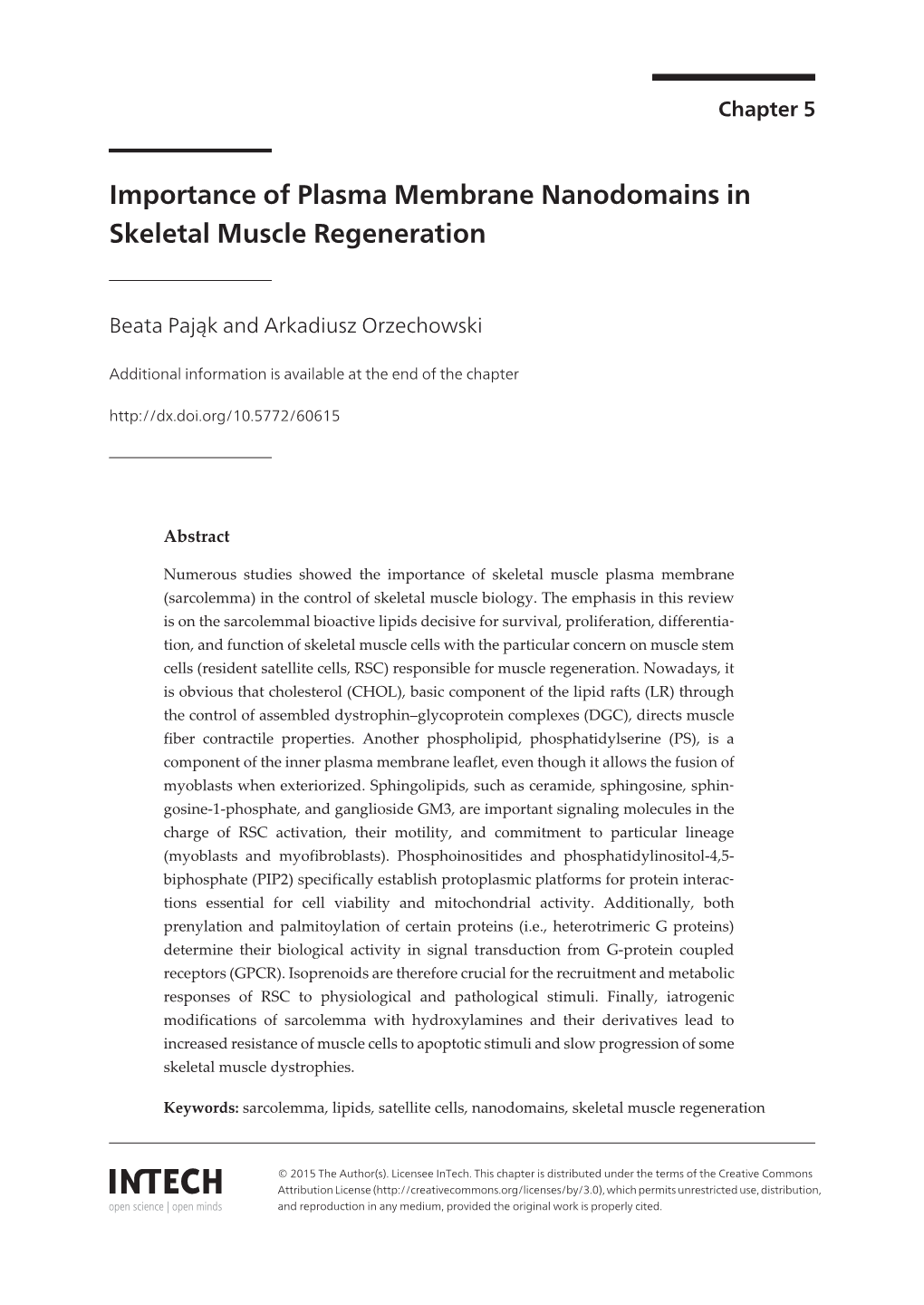 Importance of Plasma Membrane Nanodomains in Skeletal Muscle Regeneration