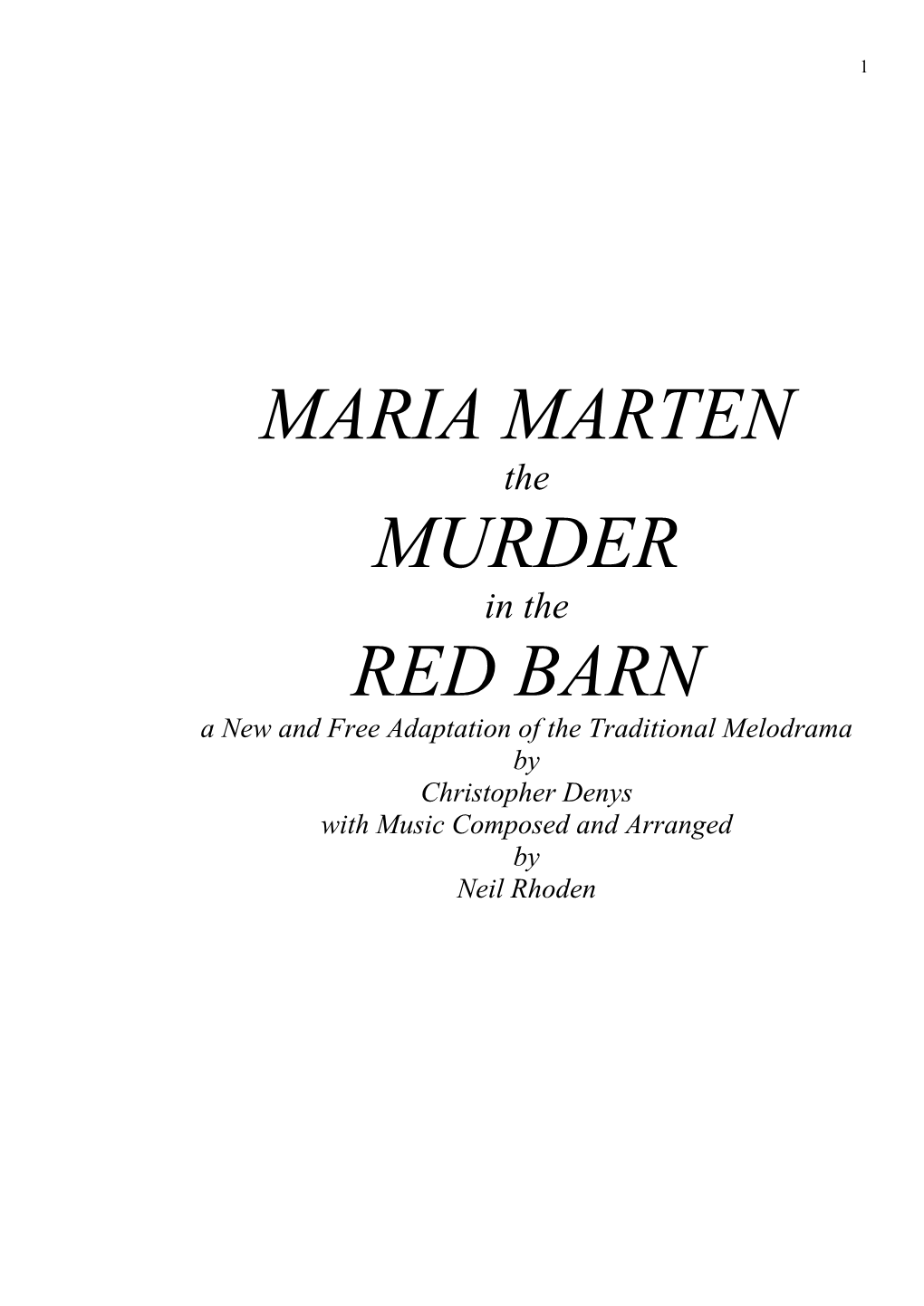 Maria Marten Murder Red Barn