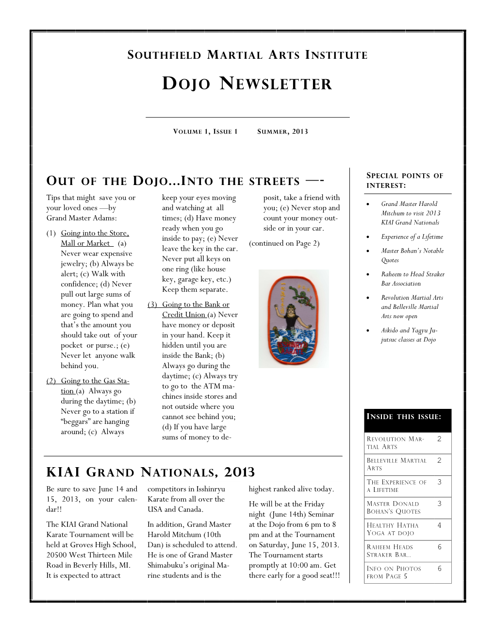 Dojo Newsletter