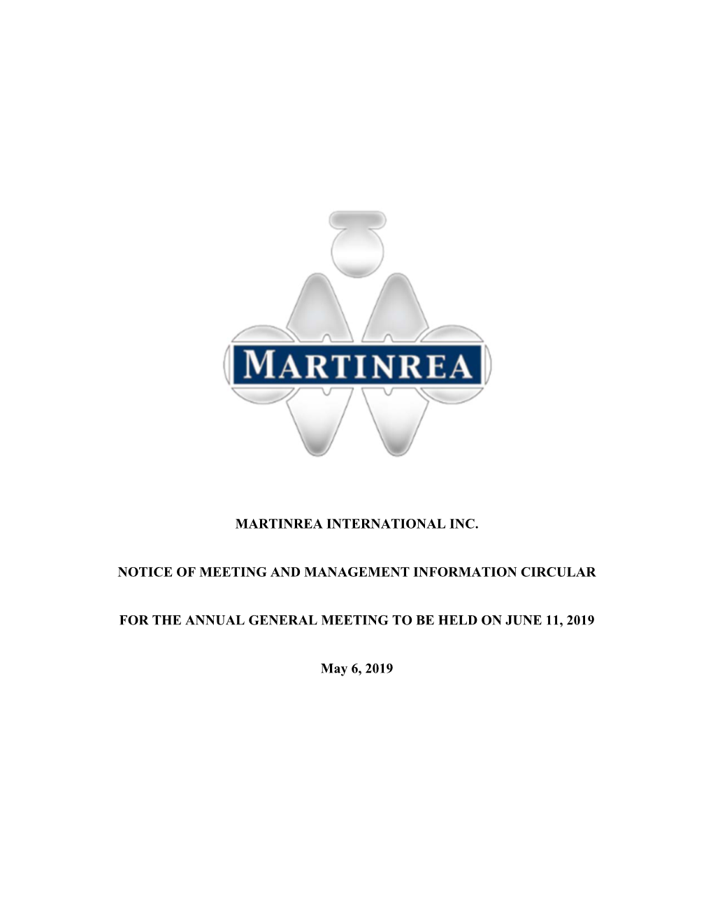 Martinrea International Inc. Notice of Meeting And