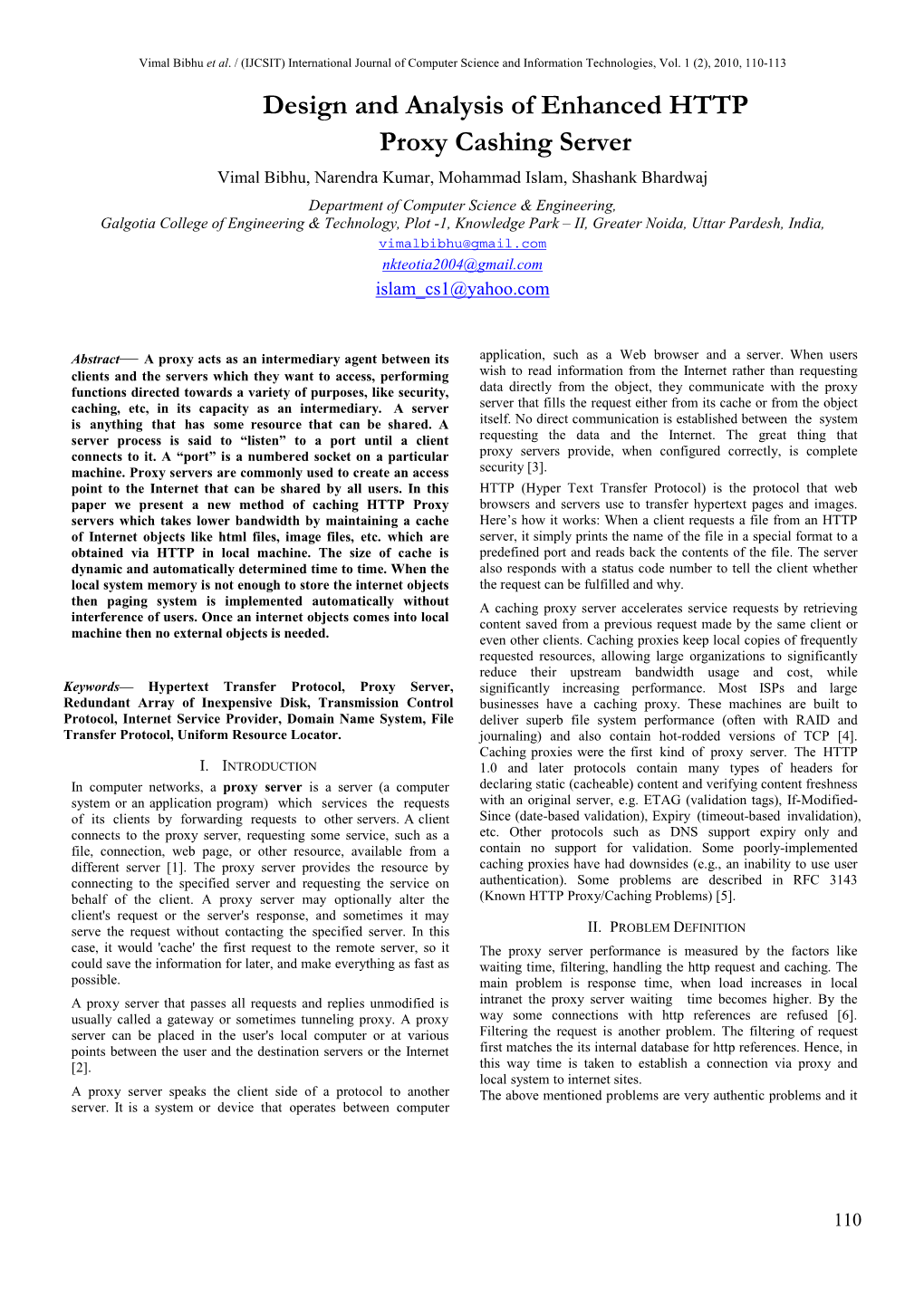 Design and Analysis of Enhanced HTTP Proxy Cashing Server