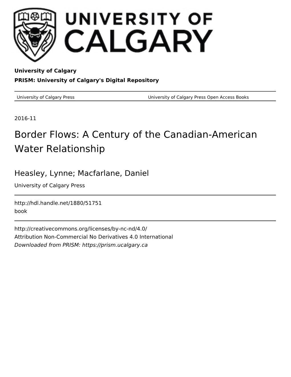 Border Flows: a Century of the Canadian-American Water Relationship