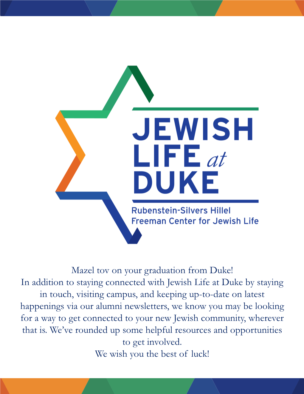 New Jewish Alumni Resources List