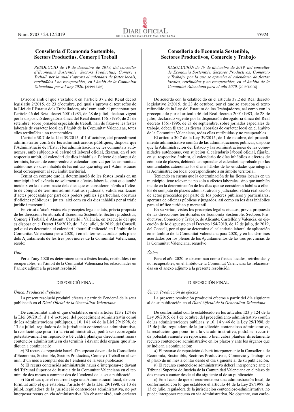 Conselleria D'economia Sostenible, Sectors Productius, Comerç I