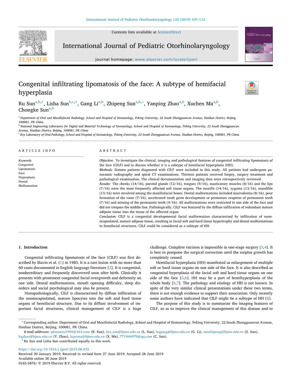 Congenital Infiltrating Lipomatosis of the Face a Subtype of Hemifacial