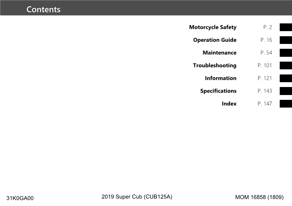 2019 Super Cub (CUB125A) Owner's Manual