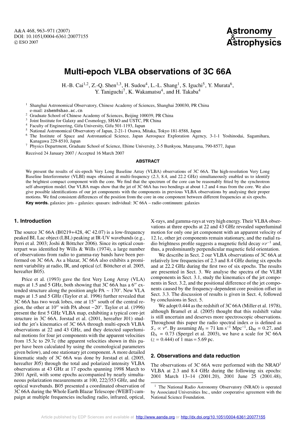 Multi-Epoch VLBA Observations of 3C 66A