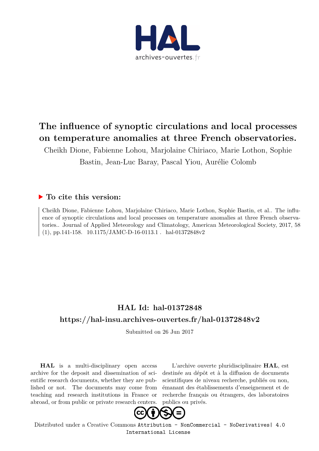 The Influence of Synoptic Circulations and Local Processes on Temperature Anomalies at Three French Observatories