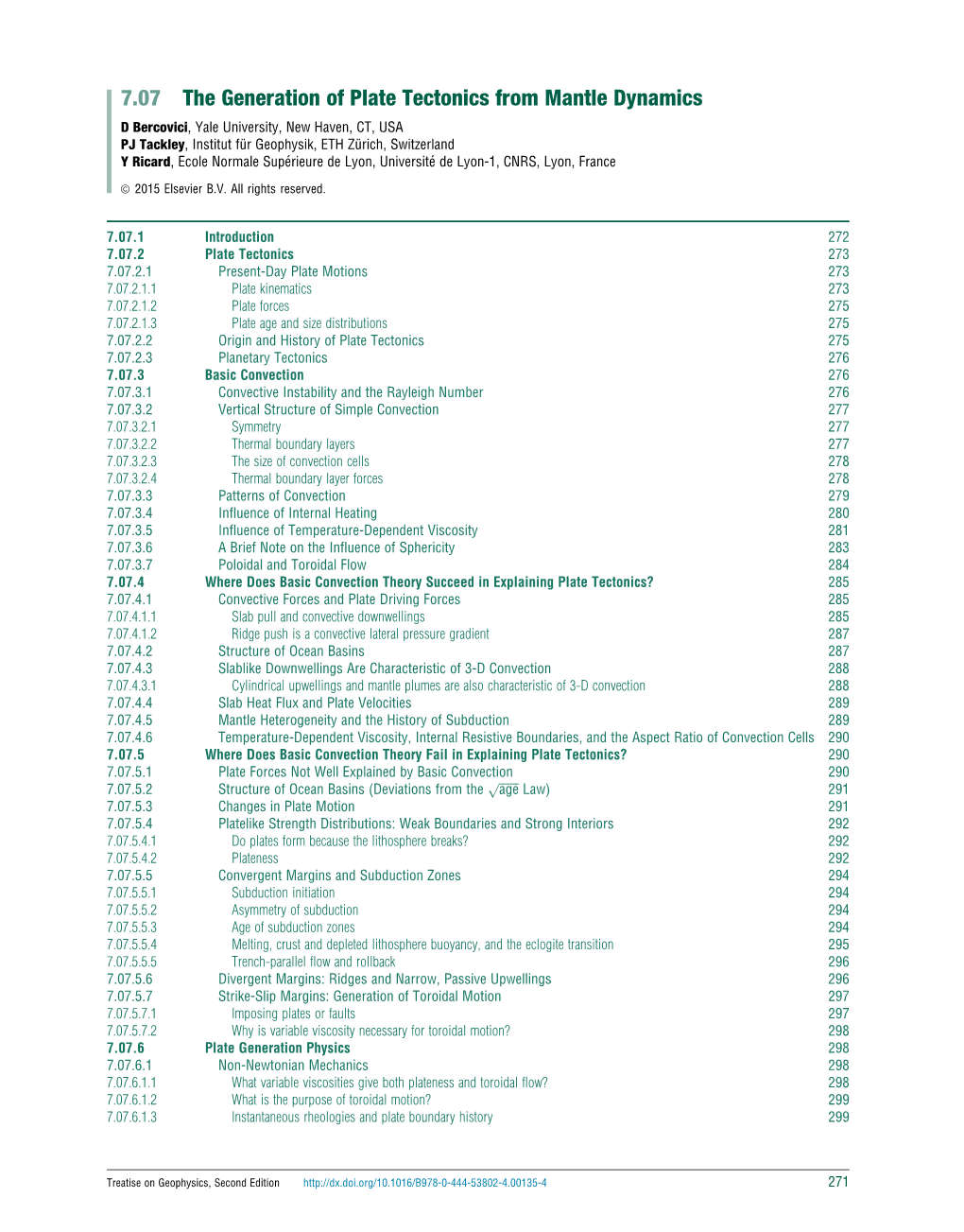 7.07 the Generation of Plate Tectonics from Mantle Dynamics