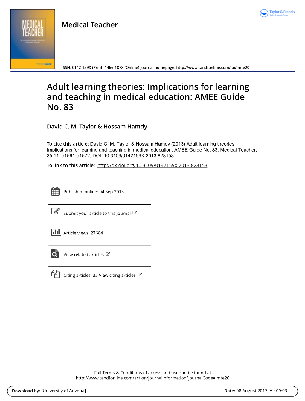 Adult Learning Theory & Medical Education