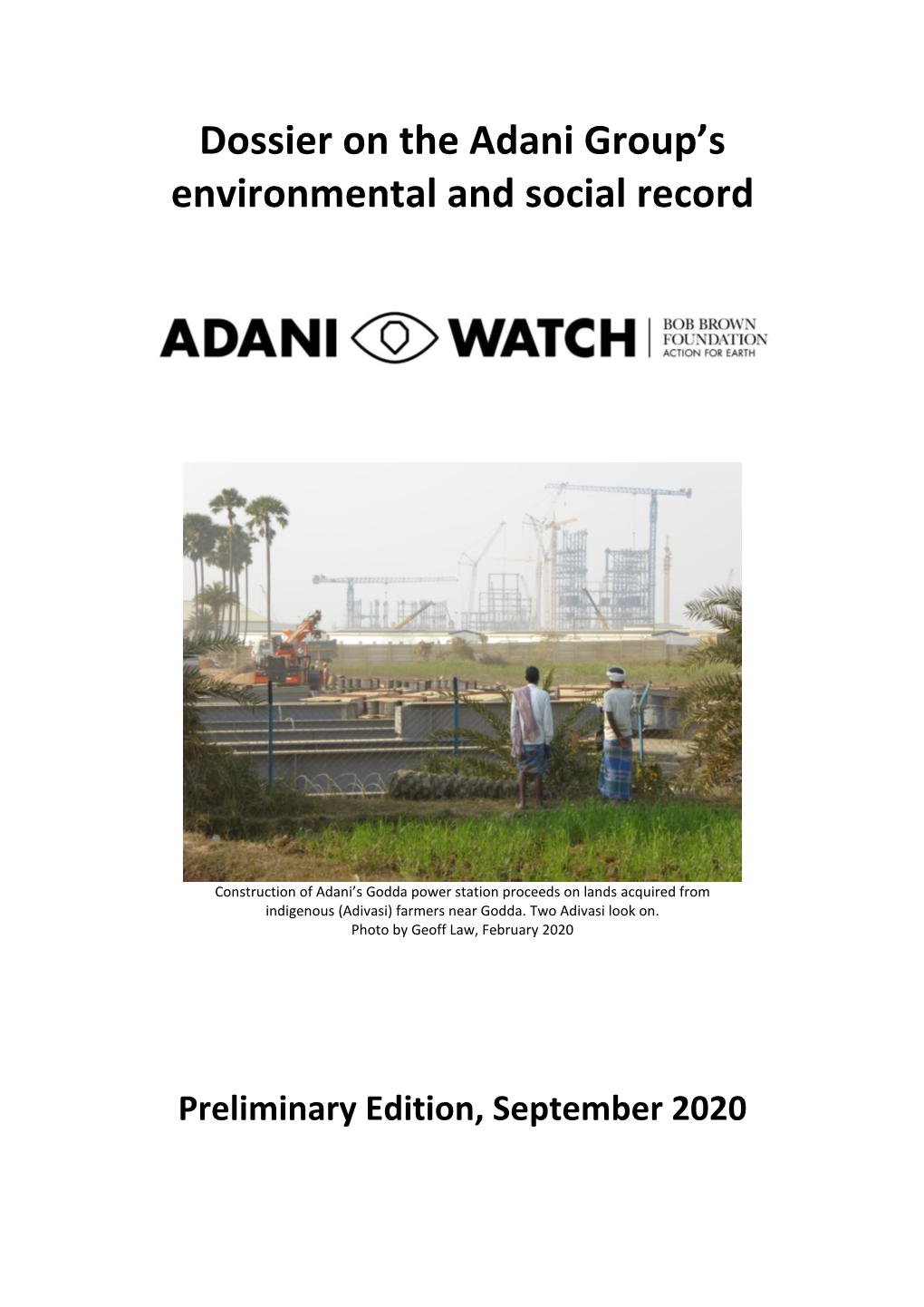 Dossier on the Adani Group's Environmental and Social Record