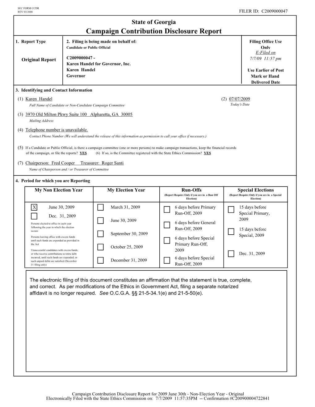 Campaign Contribution Disclosure Report 1