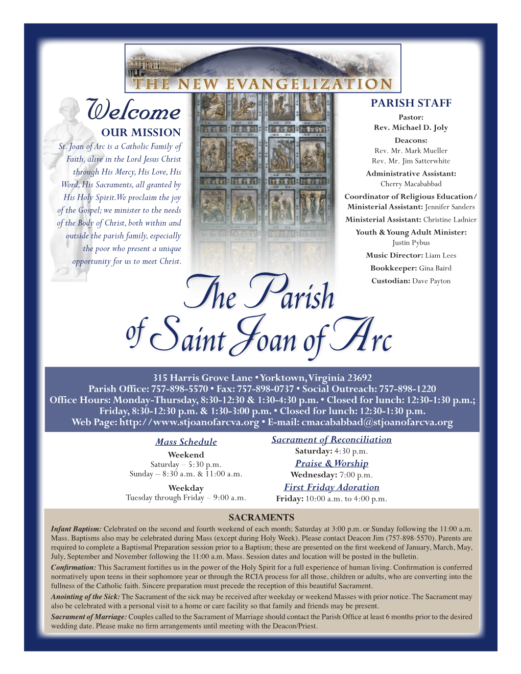 The Parish Ofsaint Joan of Arc PARISH STAFF