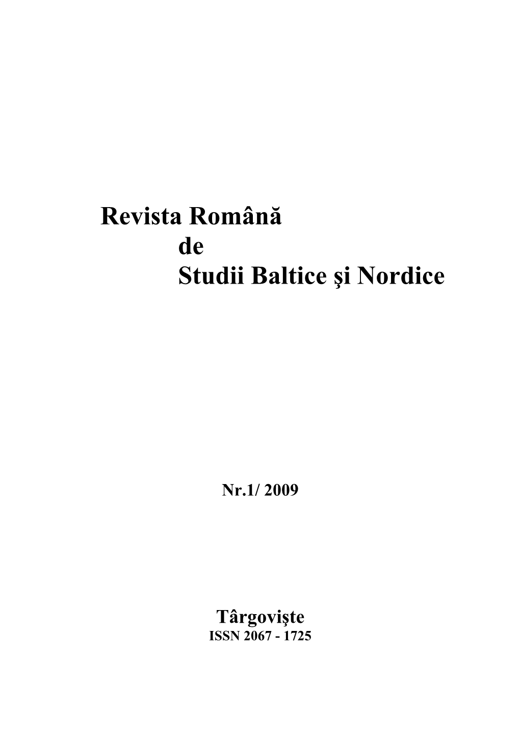 Revista Română De Studii Baltice Şi Nordice