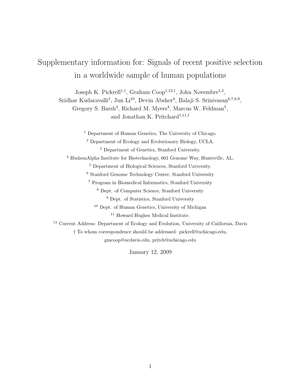 Signals of Recent Positive Selection in a Worldwide Sample of Human Populations