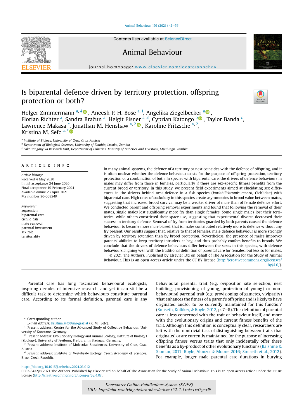 Is Biparental Defence Driven by Territory Protection, Offspring Protection Or Both?