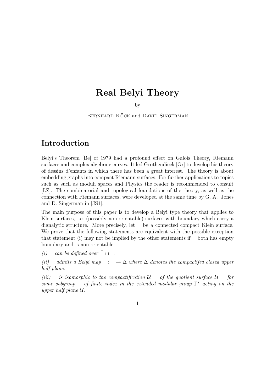 Real Belyi Theory By