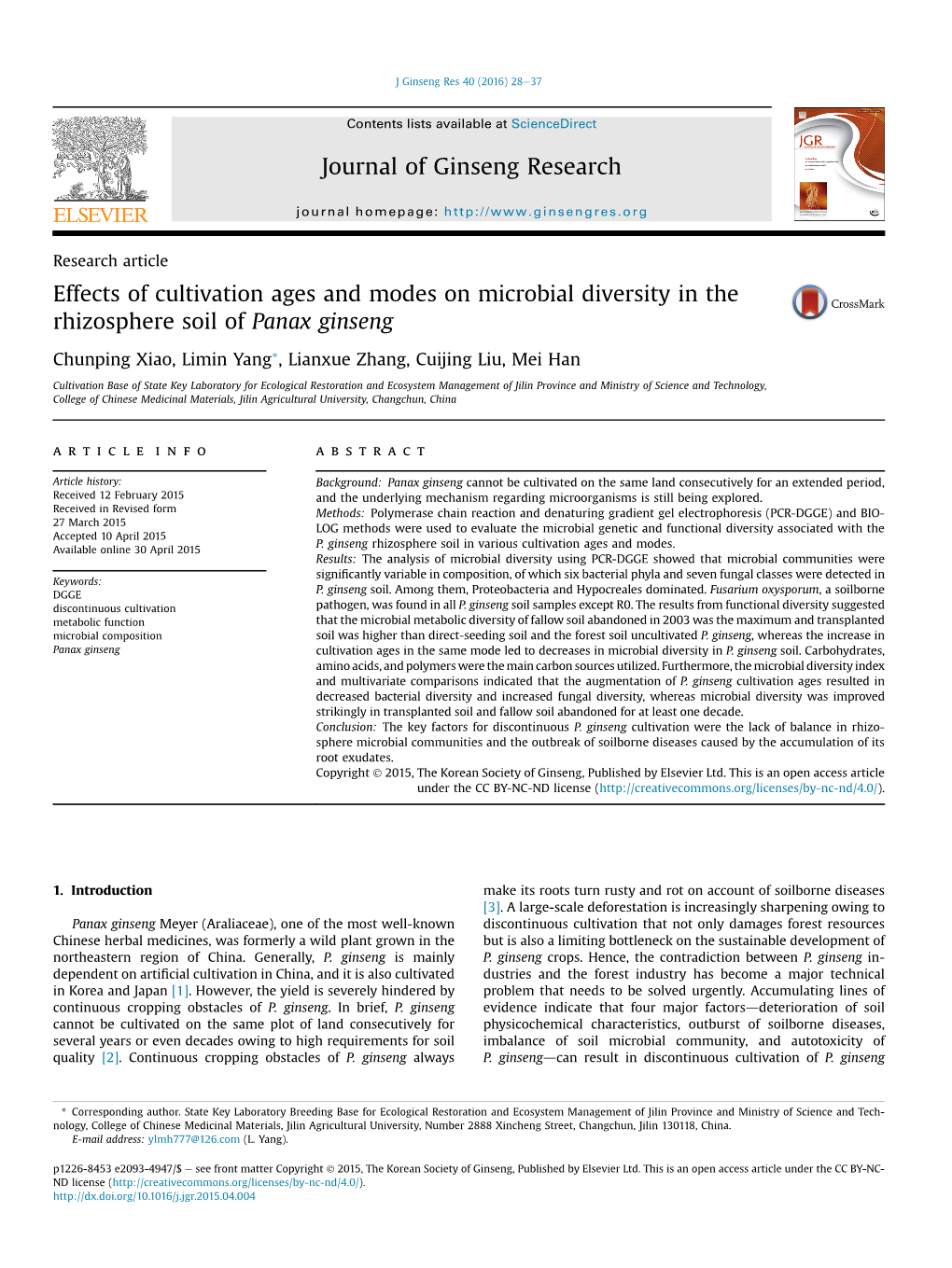 Effects of Cultivation Ages and Modes on Microbial Diversity in the Rhizosphere Soil of Panax Ginseng