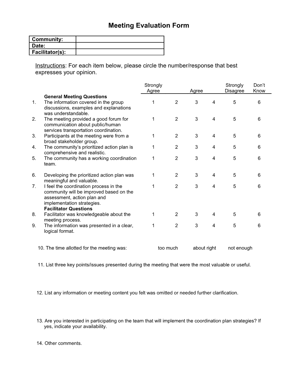 2008 Toolkit - Wisdot - Evaluation Form