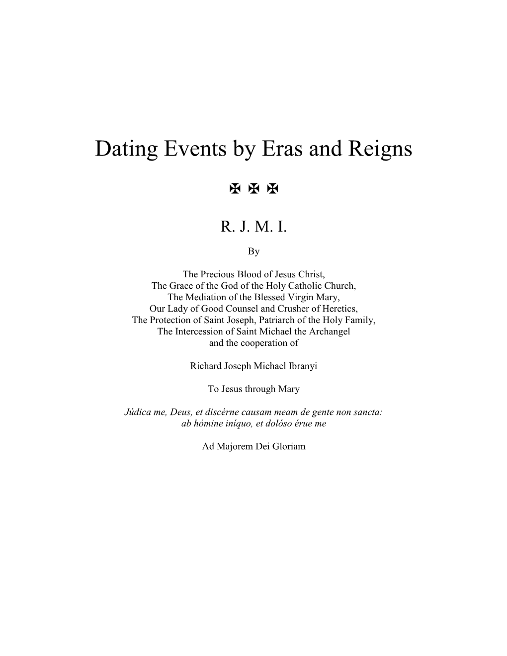 Dating Events by Eras and Reigns   