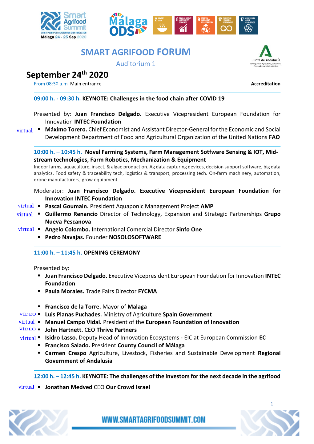 SMART AGRIFOOD FORUM September 24Th 2020