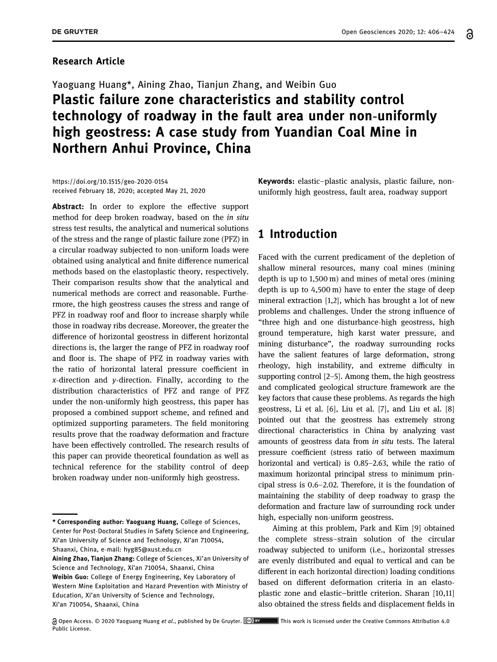 Plastic Failure Zone Characteristics and Stability Control Technology Of