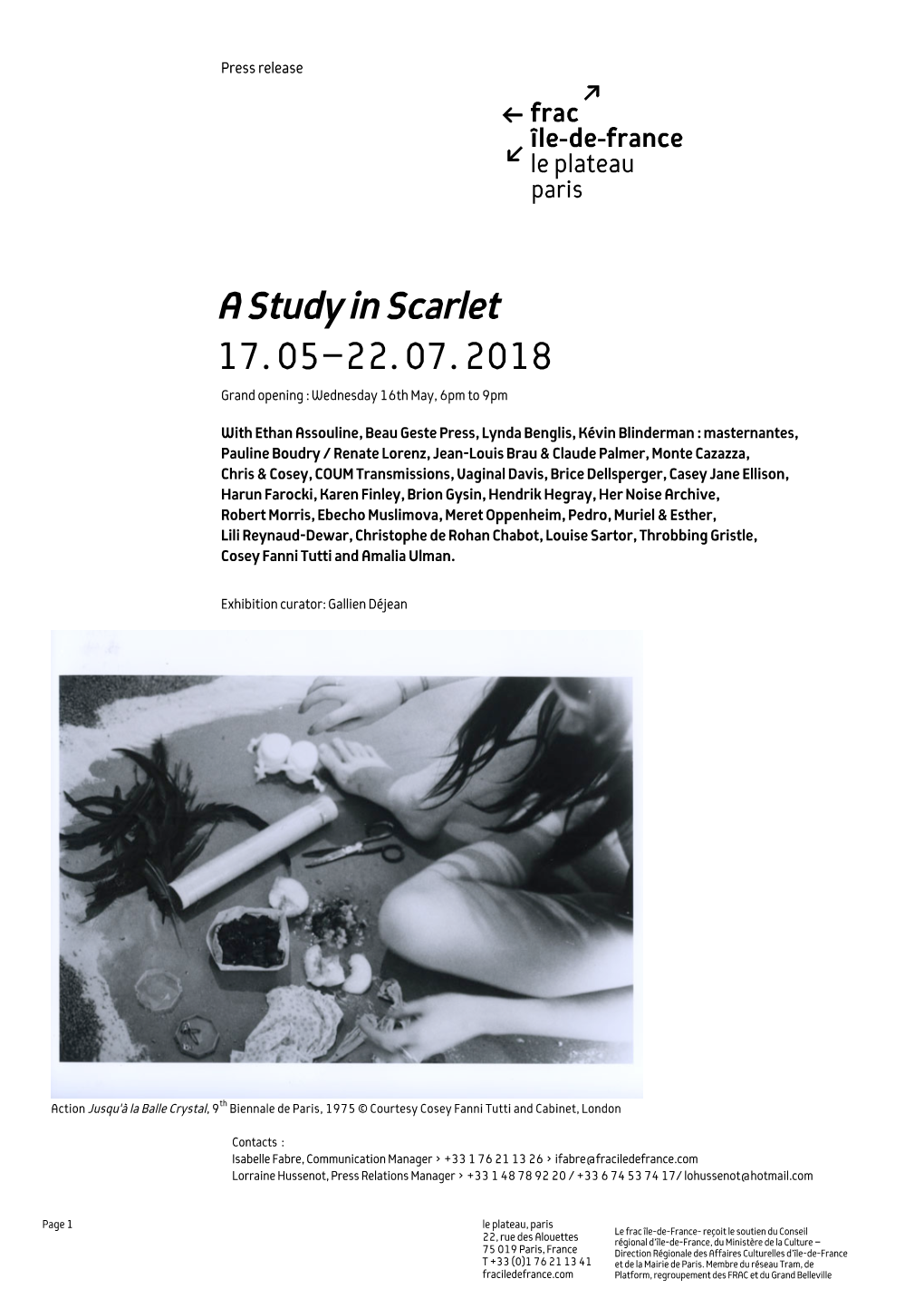 Press Release a Study in Scarlet 19 April