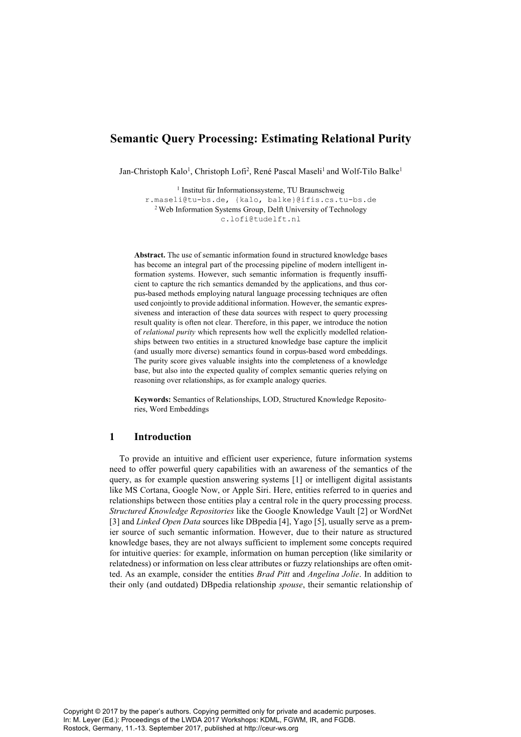 Semantic Query Processing: Estimating Relational Purity