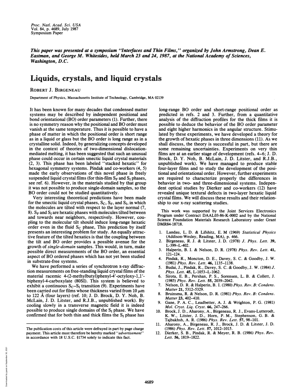 Liquids, Crystals, and Liquid Crystals ROBERT J