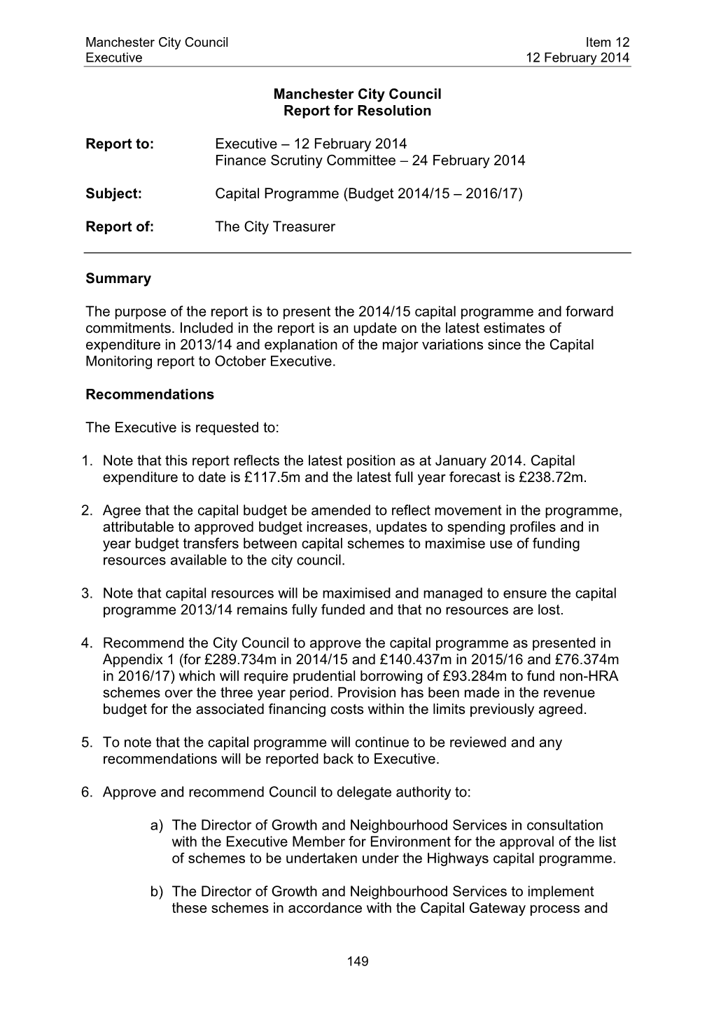 Capital Budgets 2014/15-2016/17