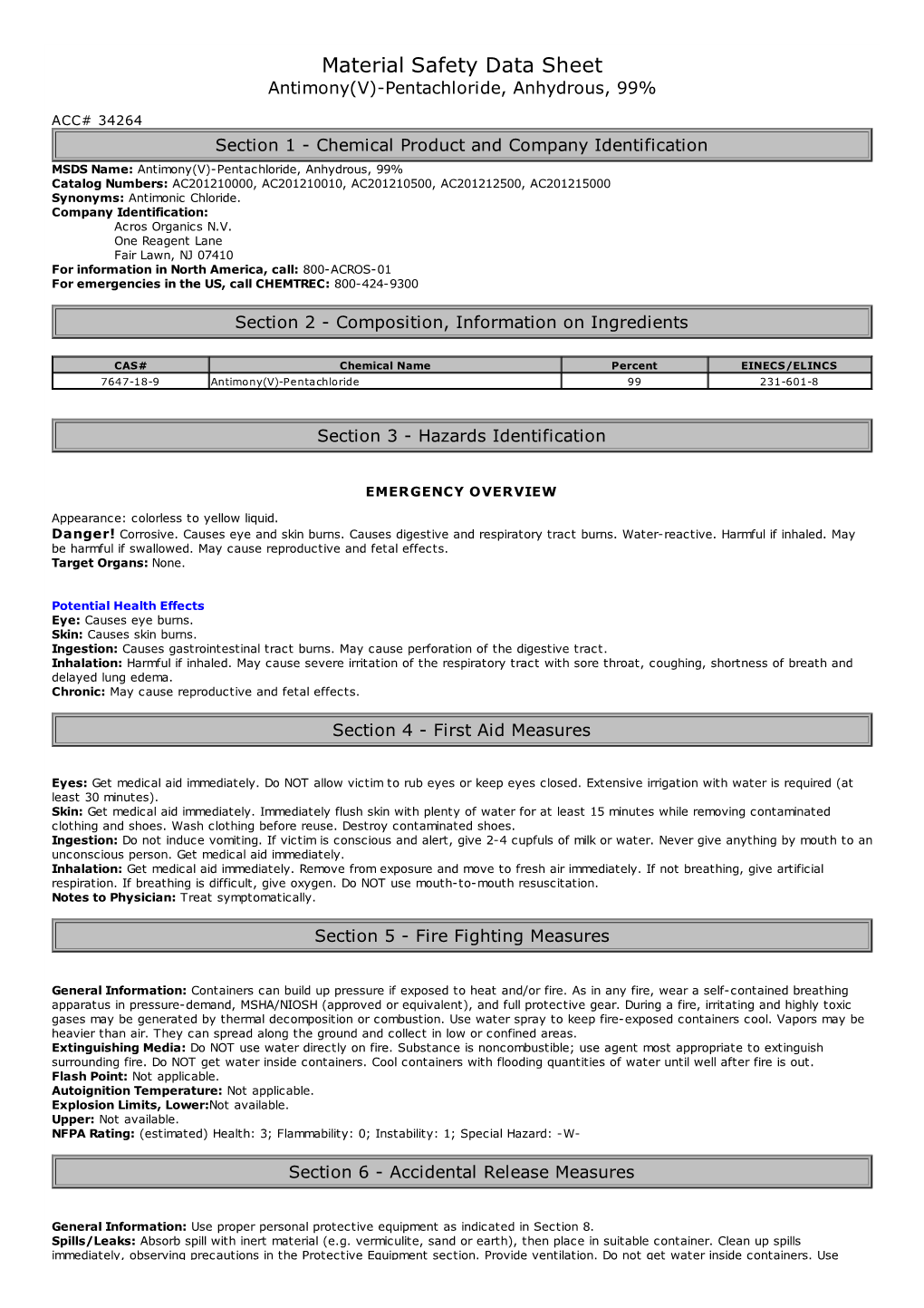 Material Safety Data Sheet