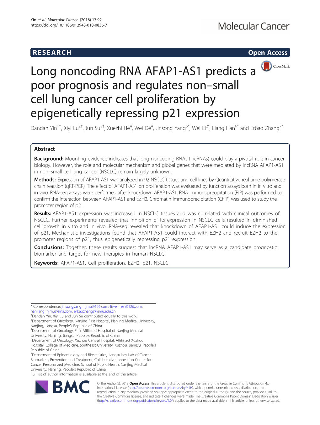 Long Noncoding RNA AFAP1-AS1 Predicts a Poor Prognosis And