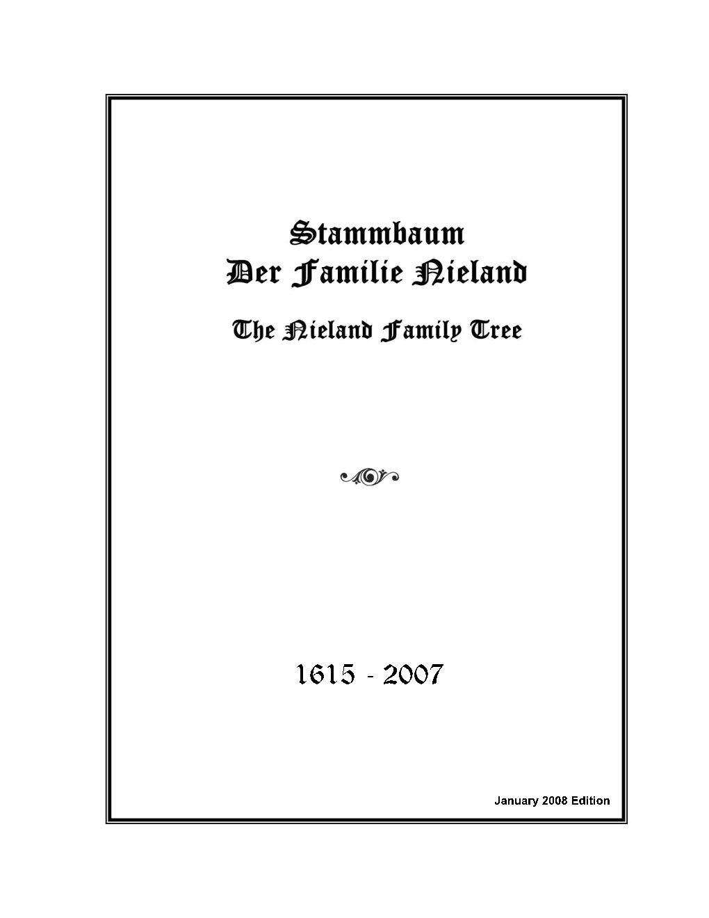 Stammbaum Der Familie Nieland the Nieland Family Tree