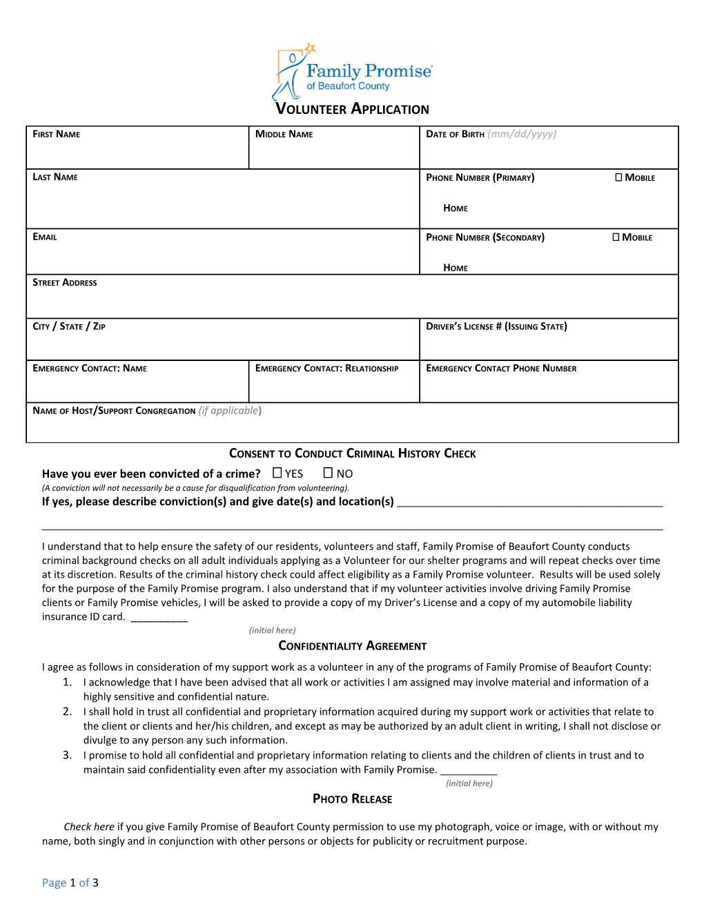 Consent to Conduct Criminal History Check