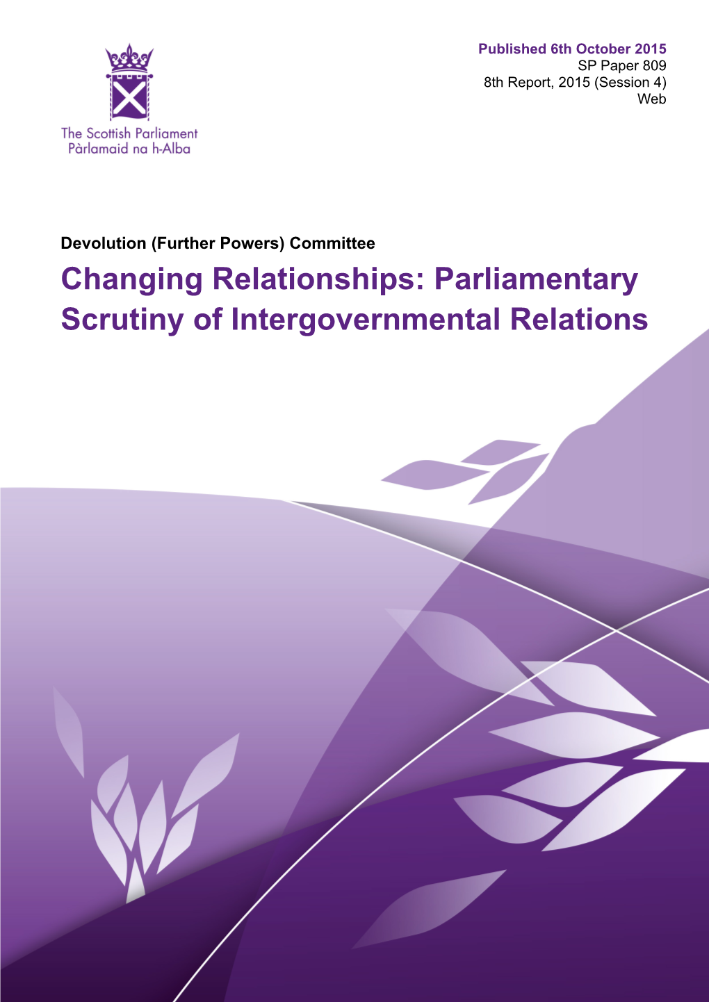 Parliamentary Scrutiny of Intergovernmental Relations