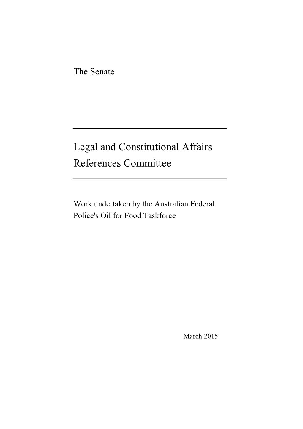 Legal and Constitutional Affairs References Committee